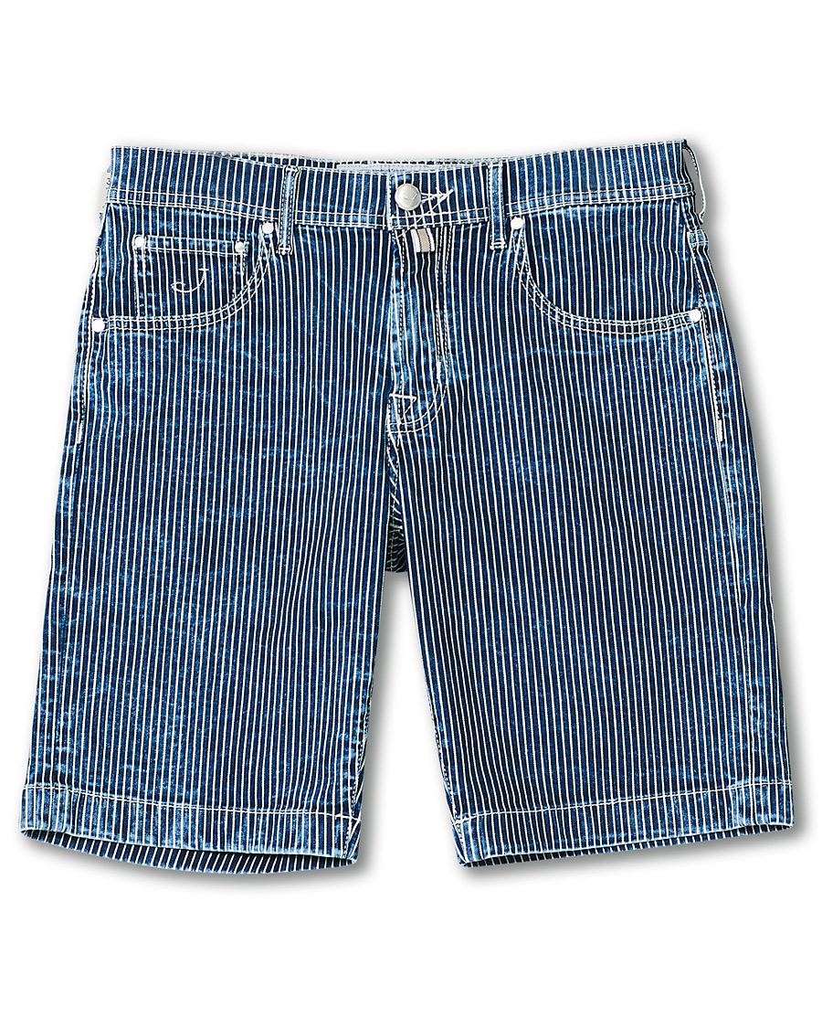 Herren | Shorts | Jacob Cohën | 6636 Striped Jeans Shorts Blue/White
