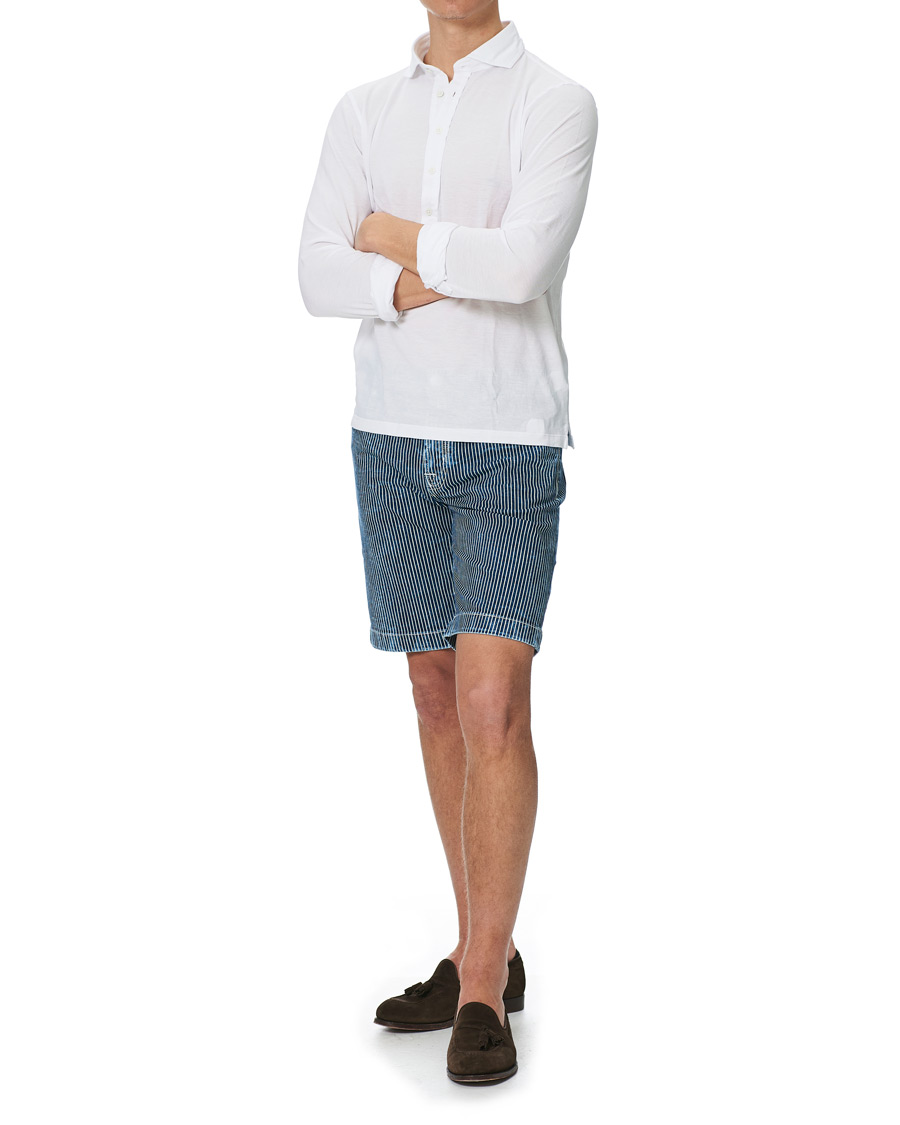 Herren | Shorts | Jacob Cohën | 6636 Striped Jeans Shorts Blue/White