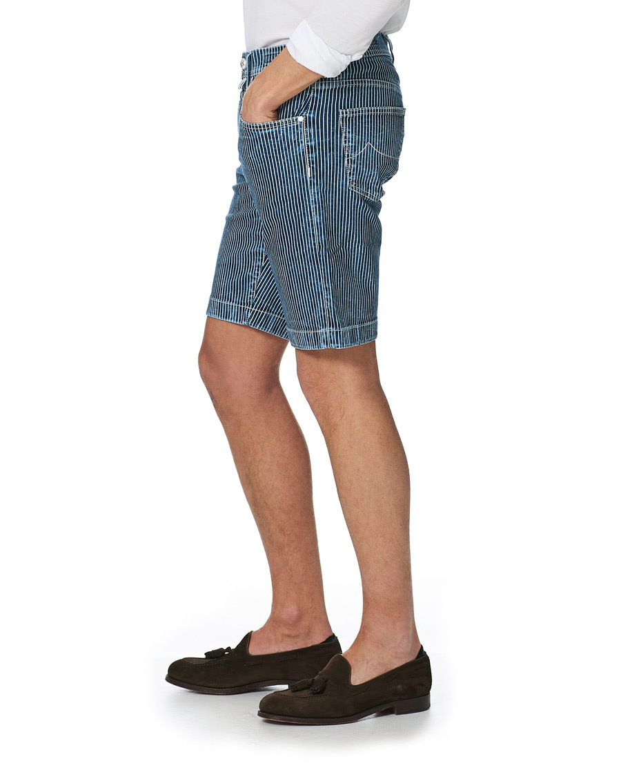 Herren | Shorts | Jacob Cohën | 6636 Striped Jeans Shorts Blue/White