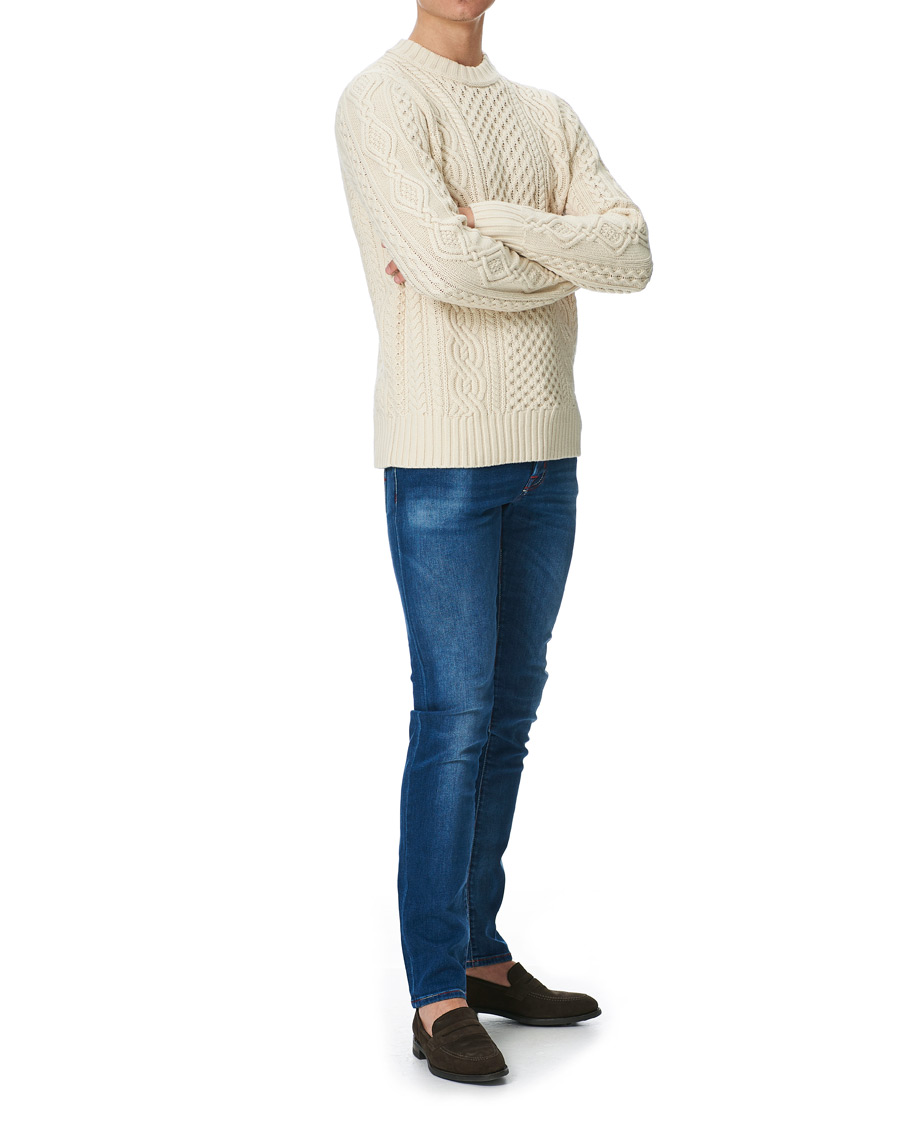 Herren | Jeans | Jacob Cohën | 622 Slim Fit Contrast Stiching Jeans Mid Blue