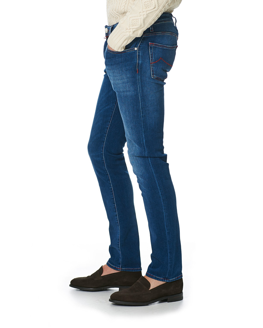 Herren | Jeans | Jacob Cohën | 622 Slim Fit Contrast Stiching Jeans Mid Blue