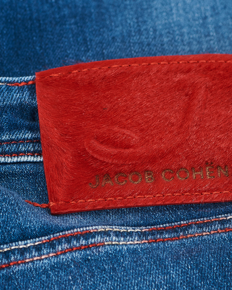 Herren | Jeans | Jacob Cohën | 622 Slim Fit Contrast Stiching Jeans Mid Blue