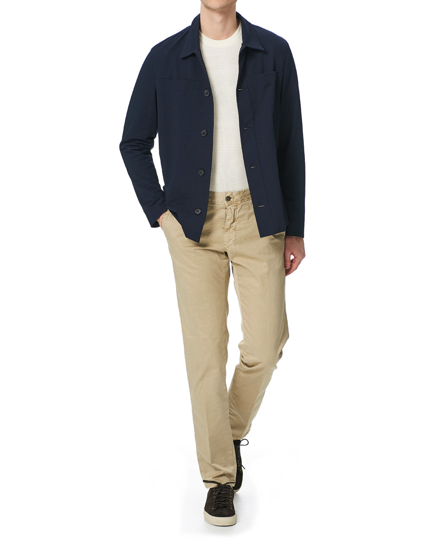 Herren | Hemden | Harris Wharf London | Cool Max Cotton Seersucker Overshirt Navy