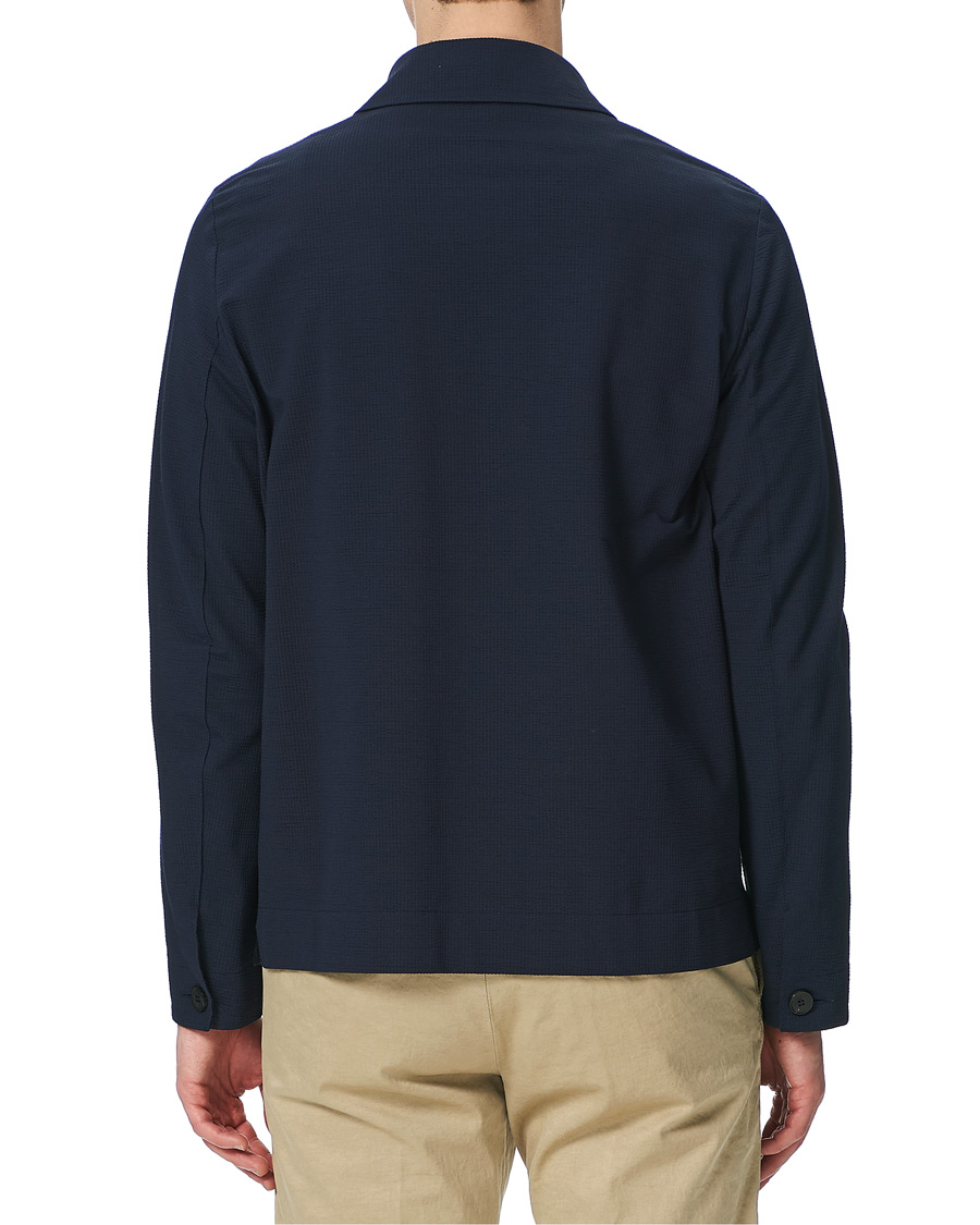 Herren | Hemden | Harris Wharf London | Cool Max Cotton Seersucker Overshirt Navy