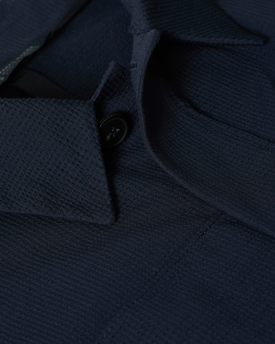 Herren | Hemden | Harris Wharf London | Cool Max Cotton Seersucker Overshirt Navy