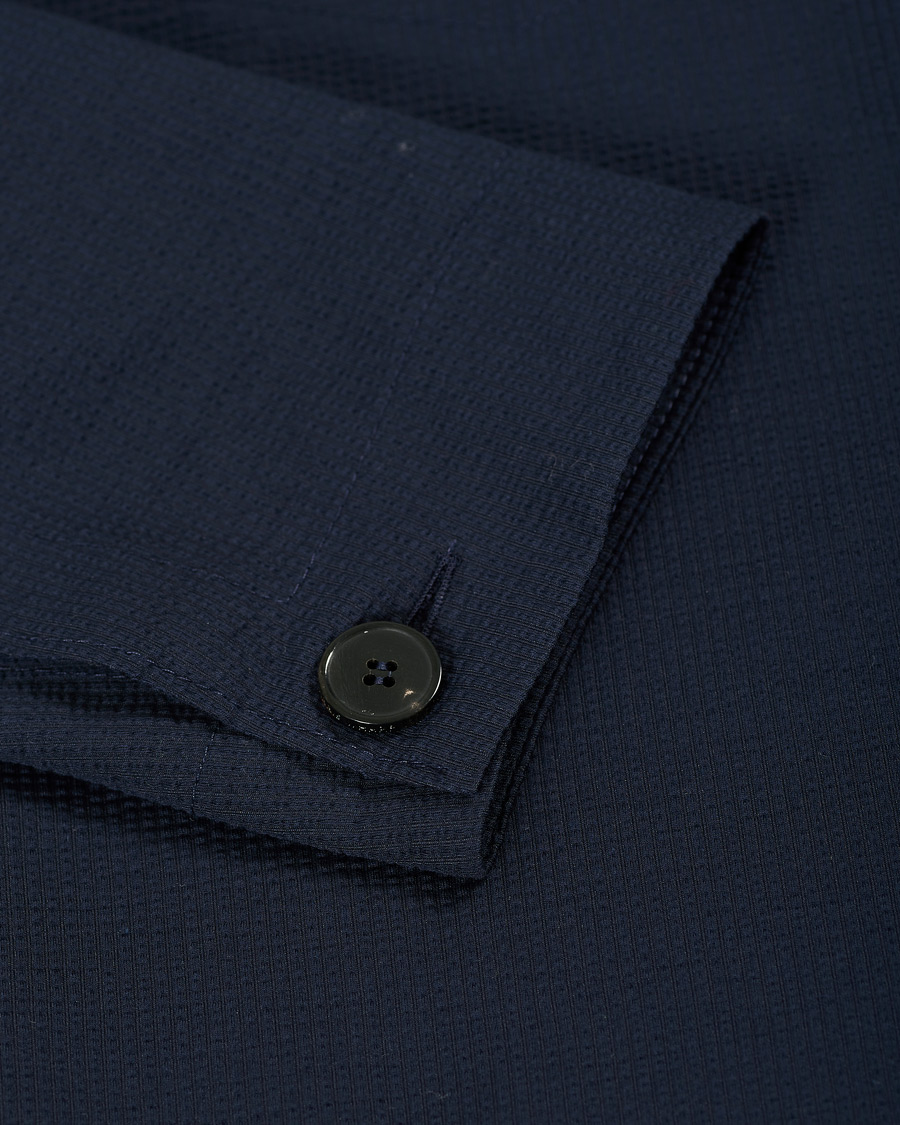 Herren | Hemden | Harris Wharf London | Cool Max Cotton Seersucker Overshirt Navy