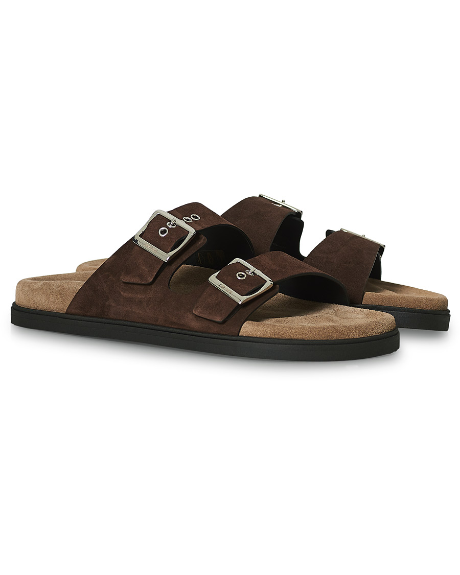 Herren | Car Shoe Sandal Dark Brown Suede | Car Shoe | Sandal Dark Brown Suede