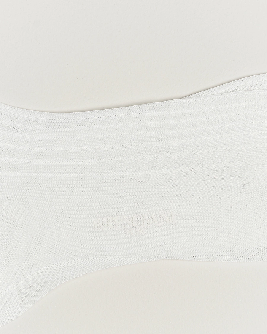 Herren | Italian Department | Bresciani | Cotton Ribbed Short Socks White