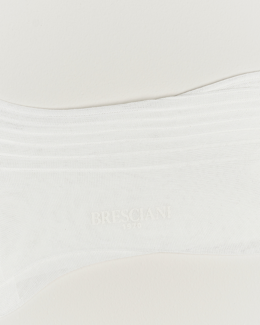 Herren | Italian Department | Bresciani | Cotton Ribbed Short Socks White