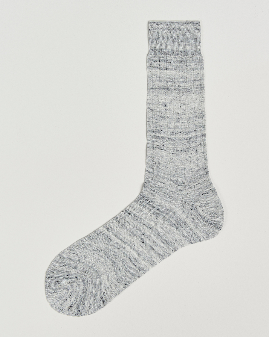 Herren | Unterwäsche | Bresciani | Linen Ribbed Short Socks Off White