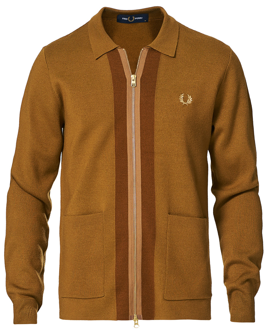 Herren | Pullover | Fred Perry | Zip Through Cardigan Dark Caramel