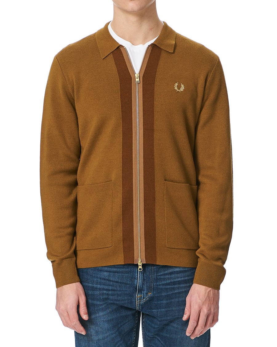 Herren | Pullover | Fred Perry | Zip Through Cardigan Dark Caramel