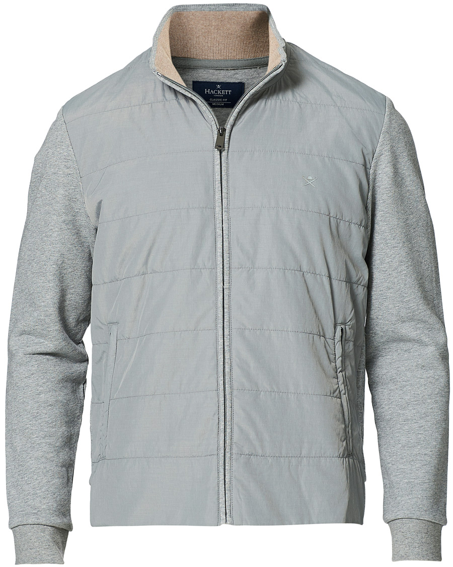 Herren | Pullover | Hackett | Hybird Quilted Zip Sweat Grey Marl
