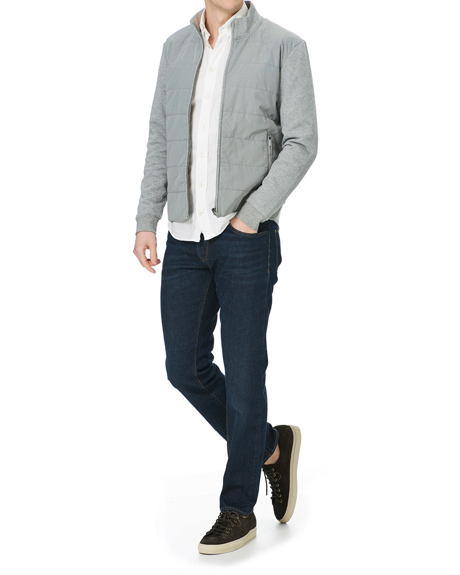 Herren | Pullover | Hackett | Hybird Quilted Zip Sweat Grey Marl