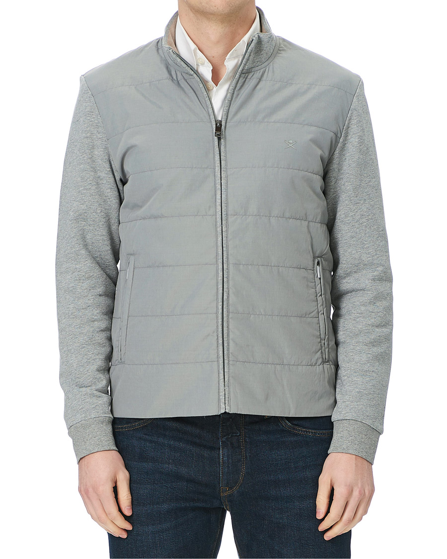 Herren | Pullover | Hackett | Hybird Quilted Zip Sweat Grey Marl