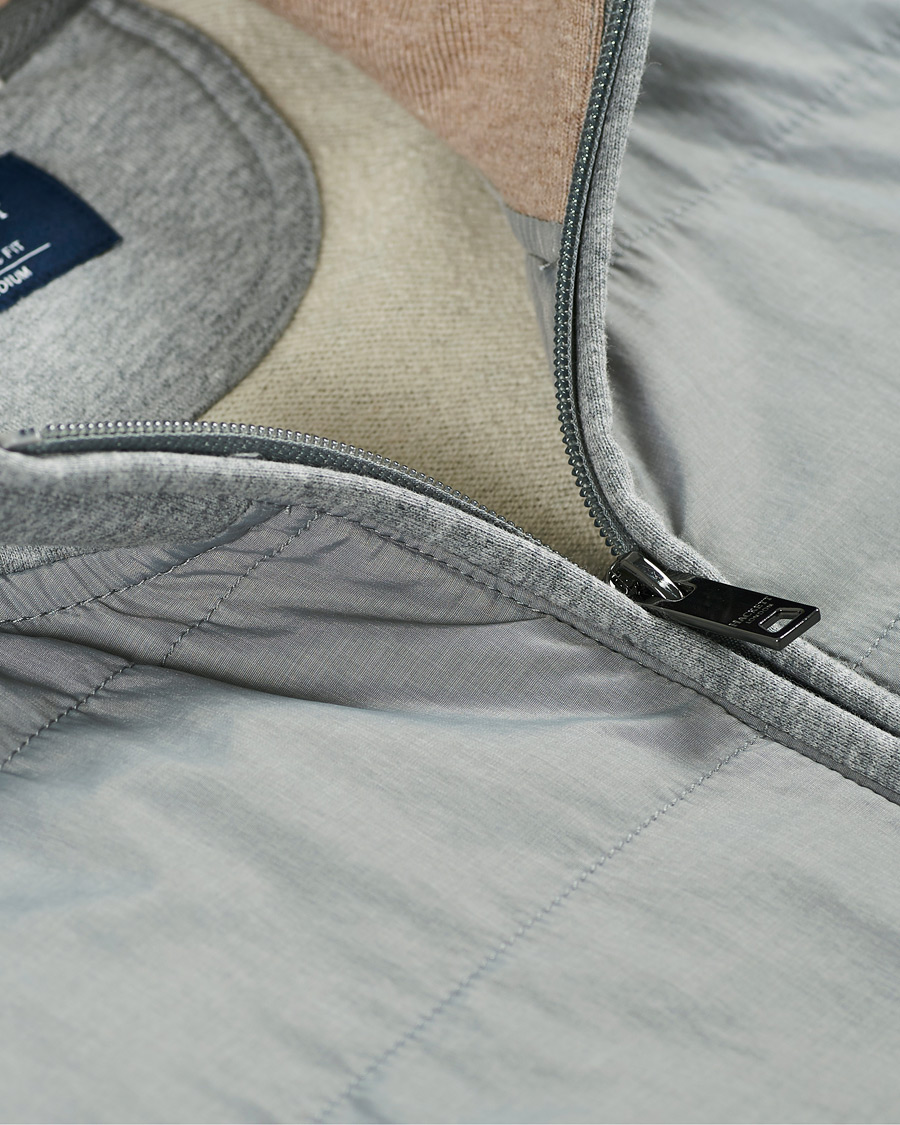 Herren | Pullover | Hackett | Hybird Quilted Zip Sweat Grey Marl