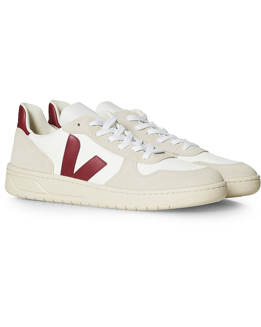 Herren | Veja V-10 Mesh Sneaker White/Natural Marsala | Veja | V-10 Mesh Sneaker White/Natural Marsala