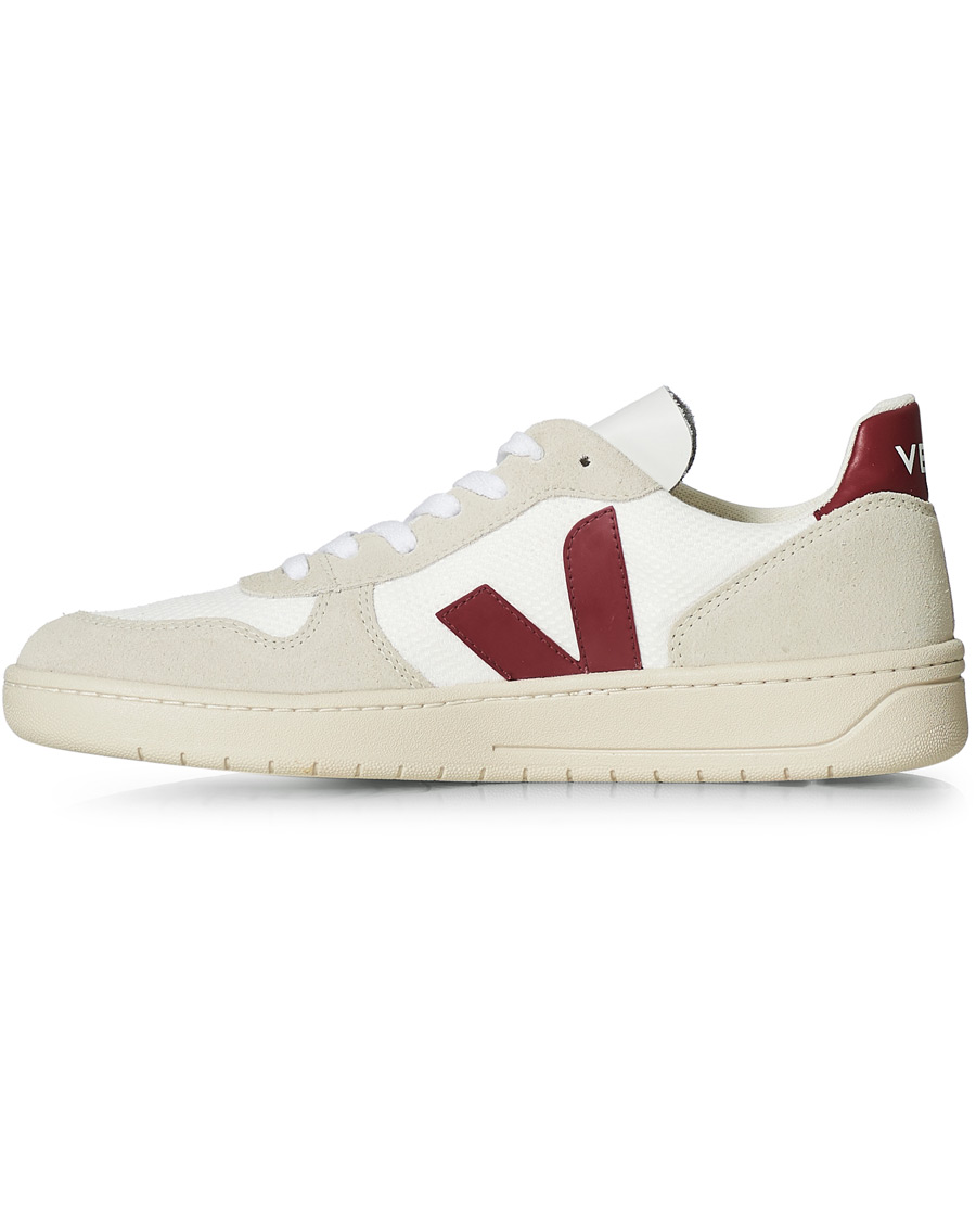 Herren | Veja V-10 Mesh Sneaker White/Natural Marsala | Veja | V-10 Mesh Sneaker White/Natural Marsala