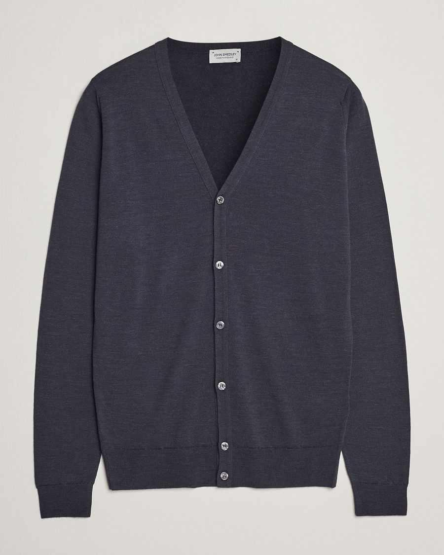 Herren | Pullover | John Smedley | Petworth Extra Fine Merino Cardigan Hepburn Smoke