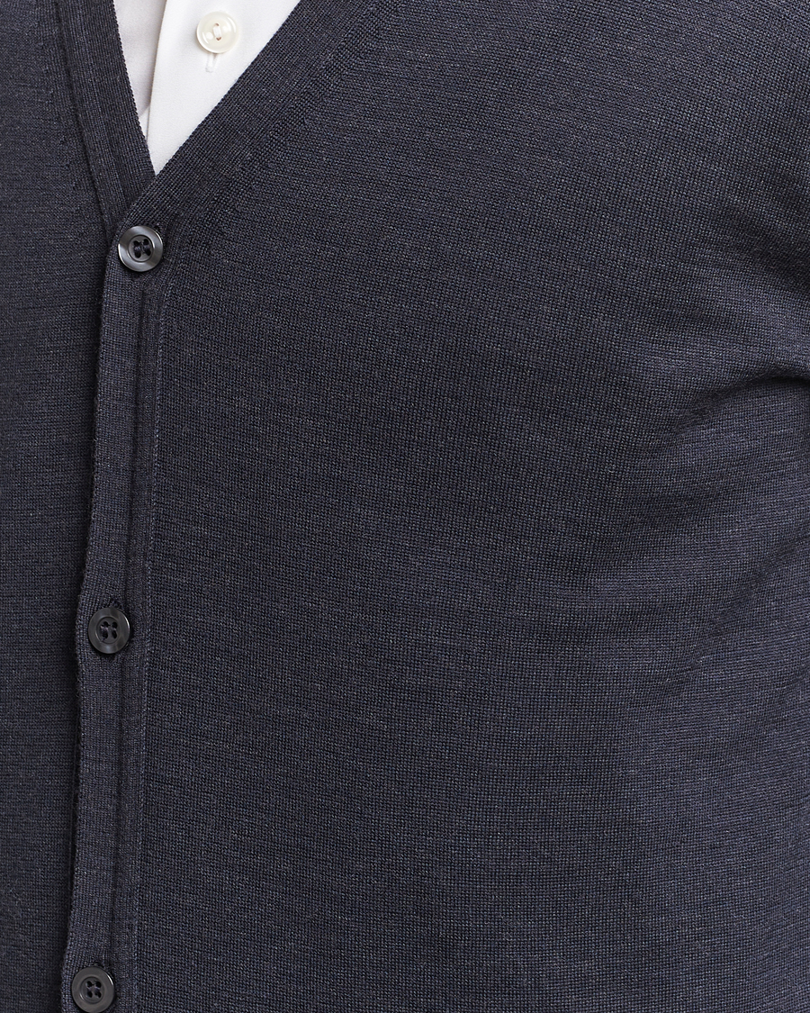 Herren | Pullover | John Smedley | Petworth Extra Fine Merino Cardigan Hepburn Smoke