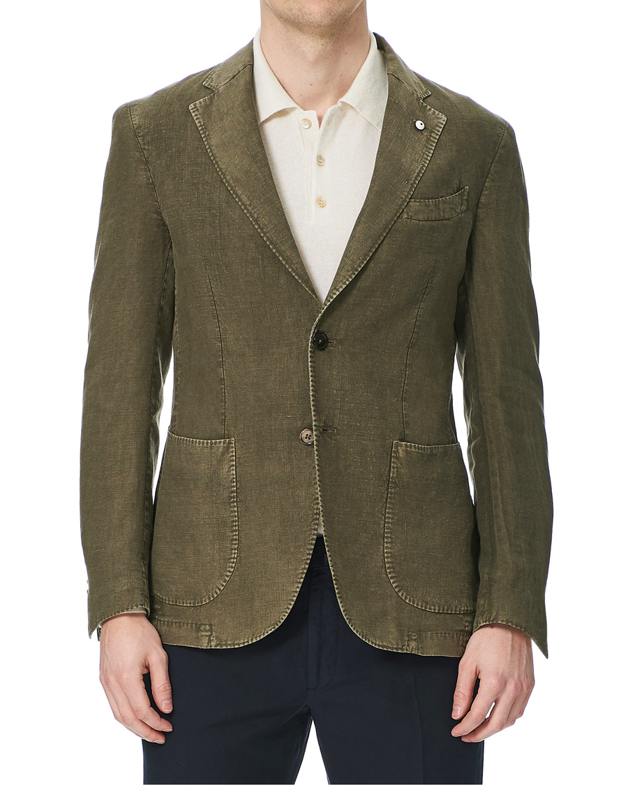 Herren | Sakkos | L.B.M. 1911 | Jack Regular Fit Linen Blazer Moss Green