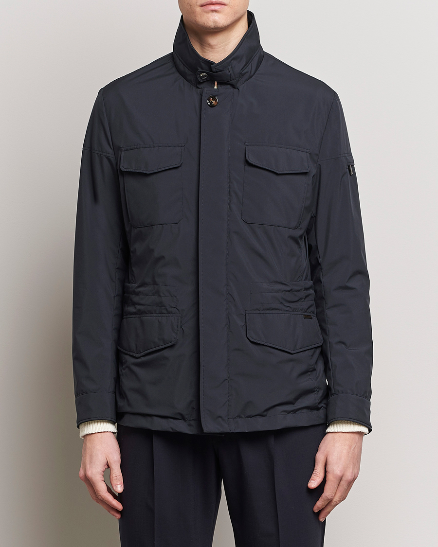 Herren | Stilvolle Jacken | MooRER | Waterproof Nylon Field Jacket Blue