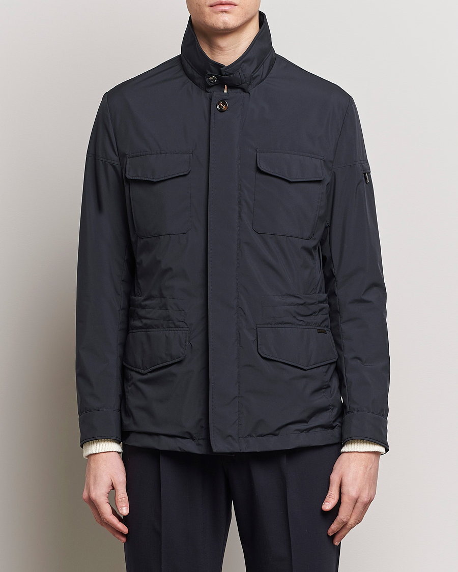 Herren | Stylisch im Regen | MooRER | Waterproof Nylon Field Jacket Blue