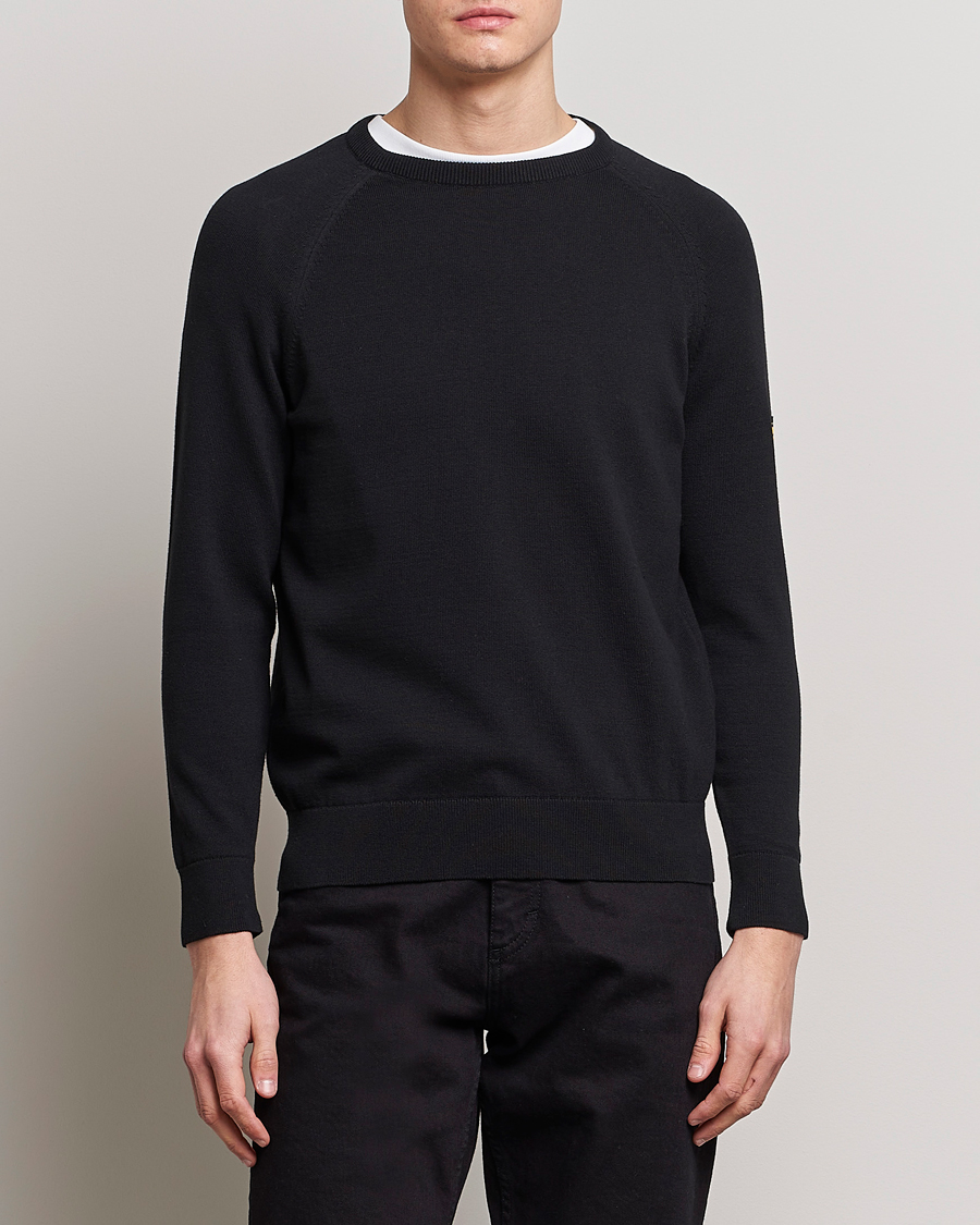 Herr | Stickade tröjor | Barbour International | Cotton Crew Knit Black
