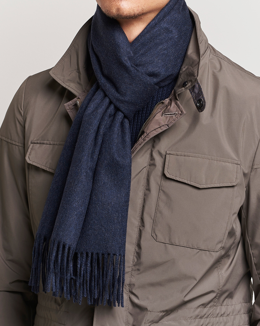 Herr | Piacenza Cashmere | Piacenza Cashmere | Cashmere Scarf Navy Melange