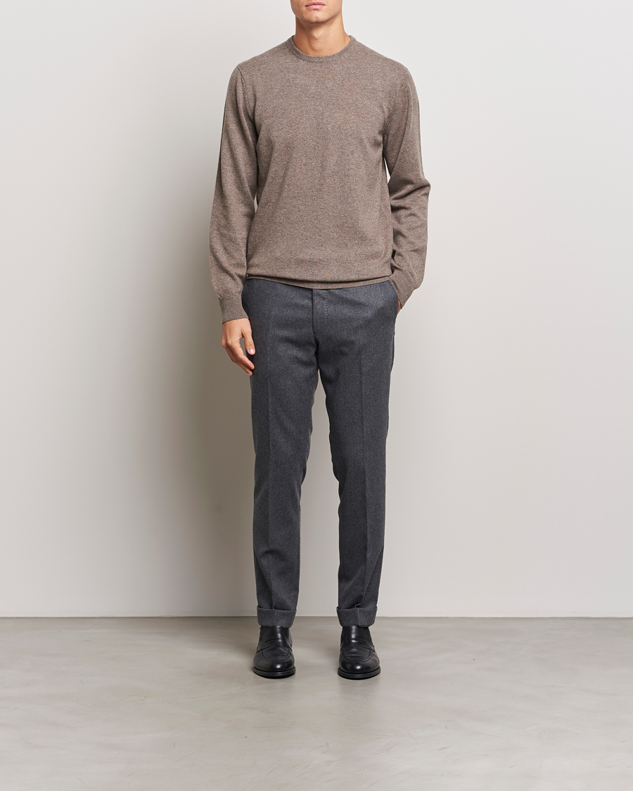 Herren | Pullover | Piacenza Cashmere | Cashmere Crew Neck Sweater Brown