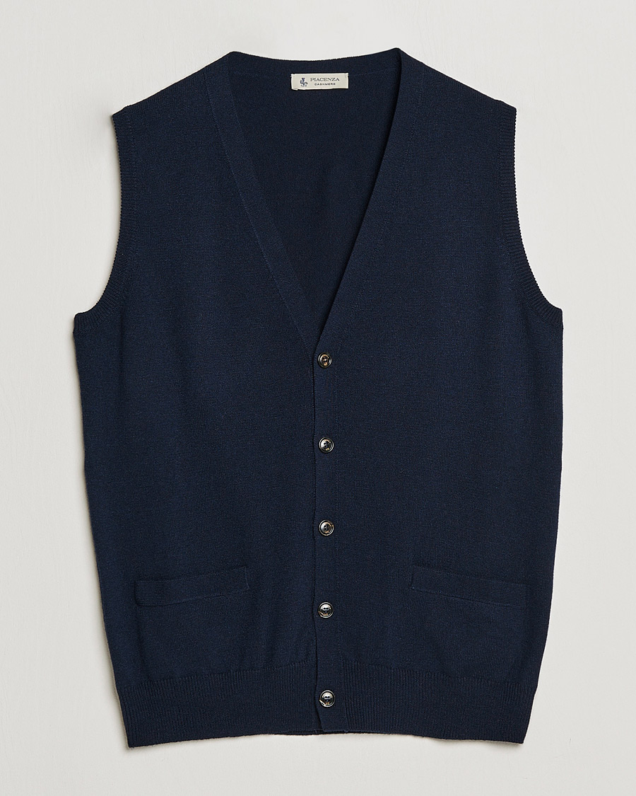 Herren | Pullover | Piacenza Cashmere | Cashmere Sleeveless Cardigan Navy