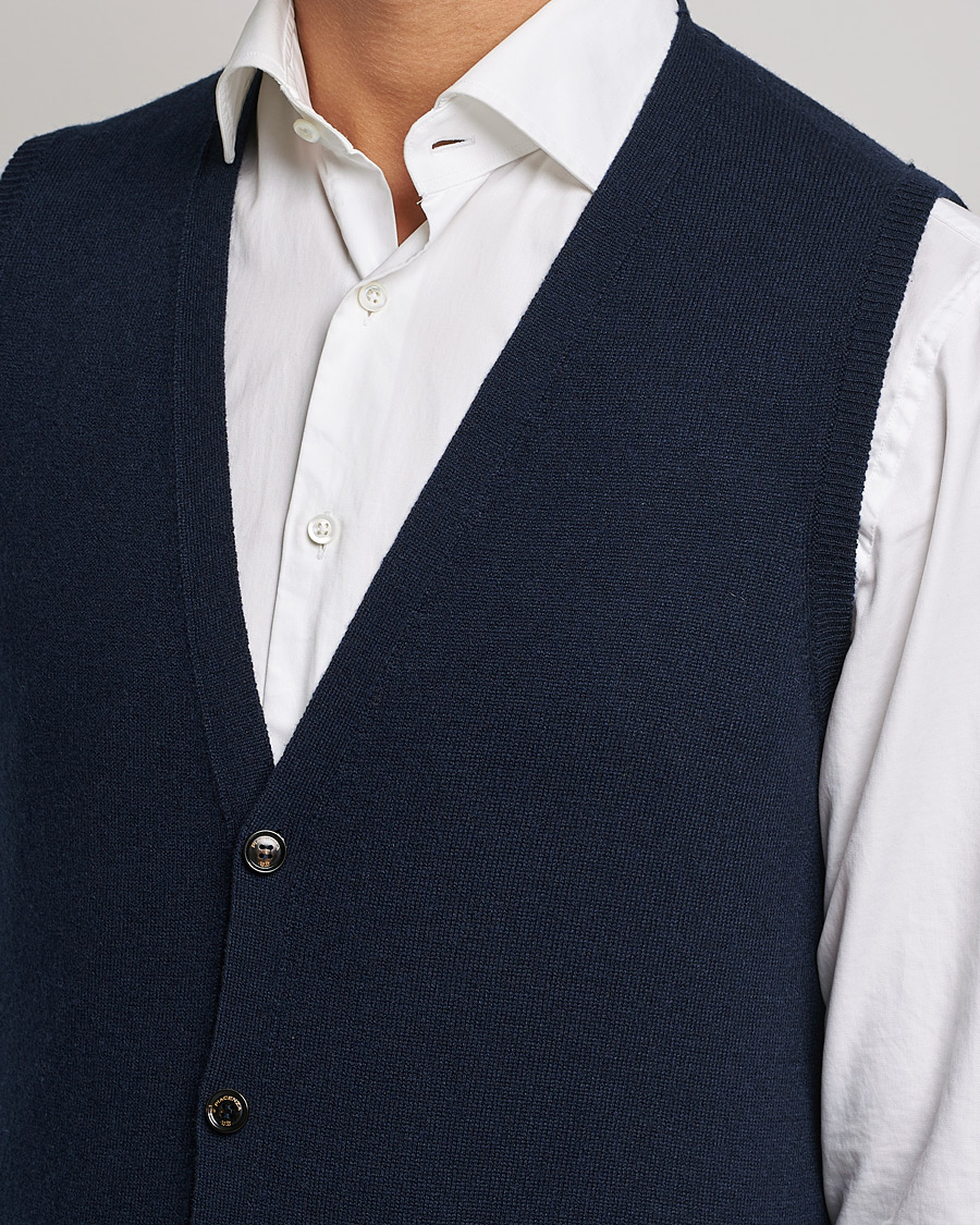 Herren | Pullover | Piacenza Cashmere | Cashmere Sleeveless Cardigan Navy