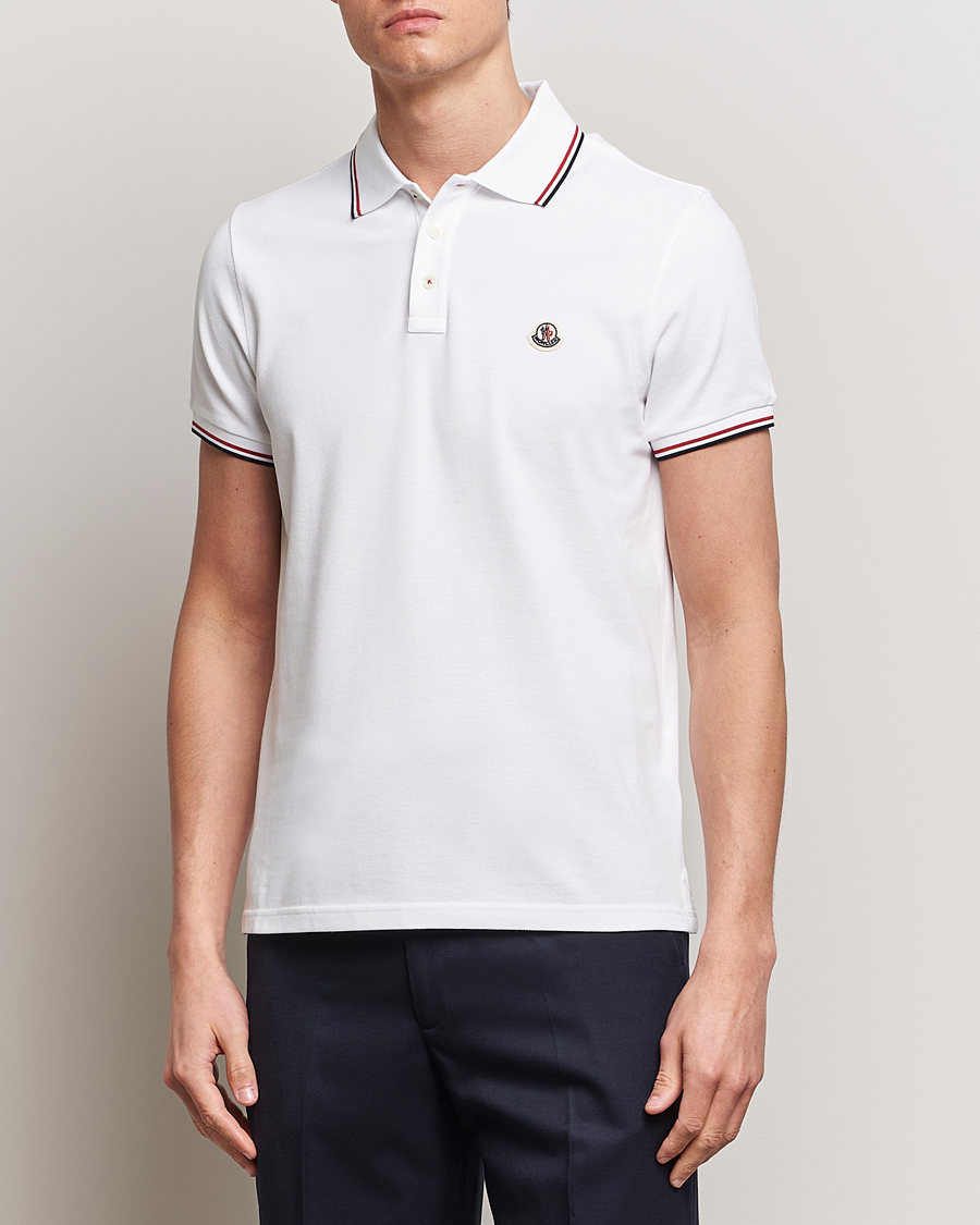 Herren | Kurzarm-Poloshirts | Moncler | Contrast Rib Polo White