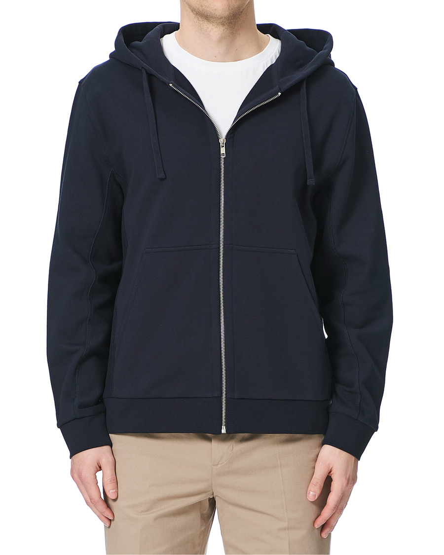 Herren | Pullover | Filippa K | Aldous Cotton Zip Hood Navy