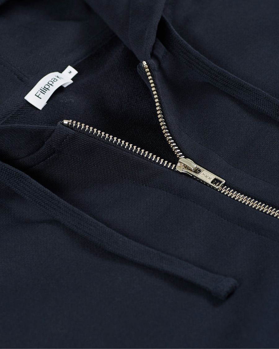 Herren | Pullover | Filippa K | Aldous Cotton Zip Hood Navy