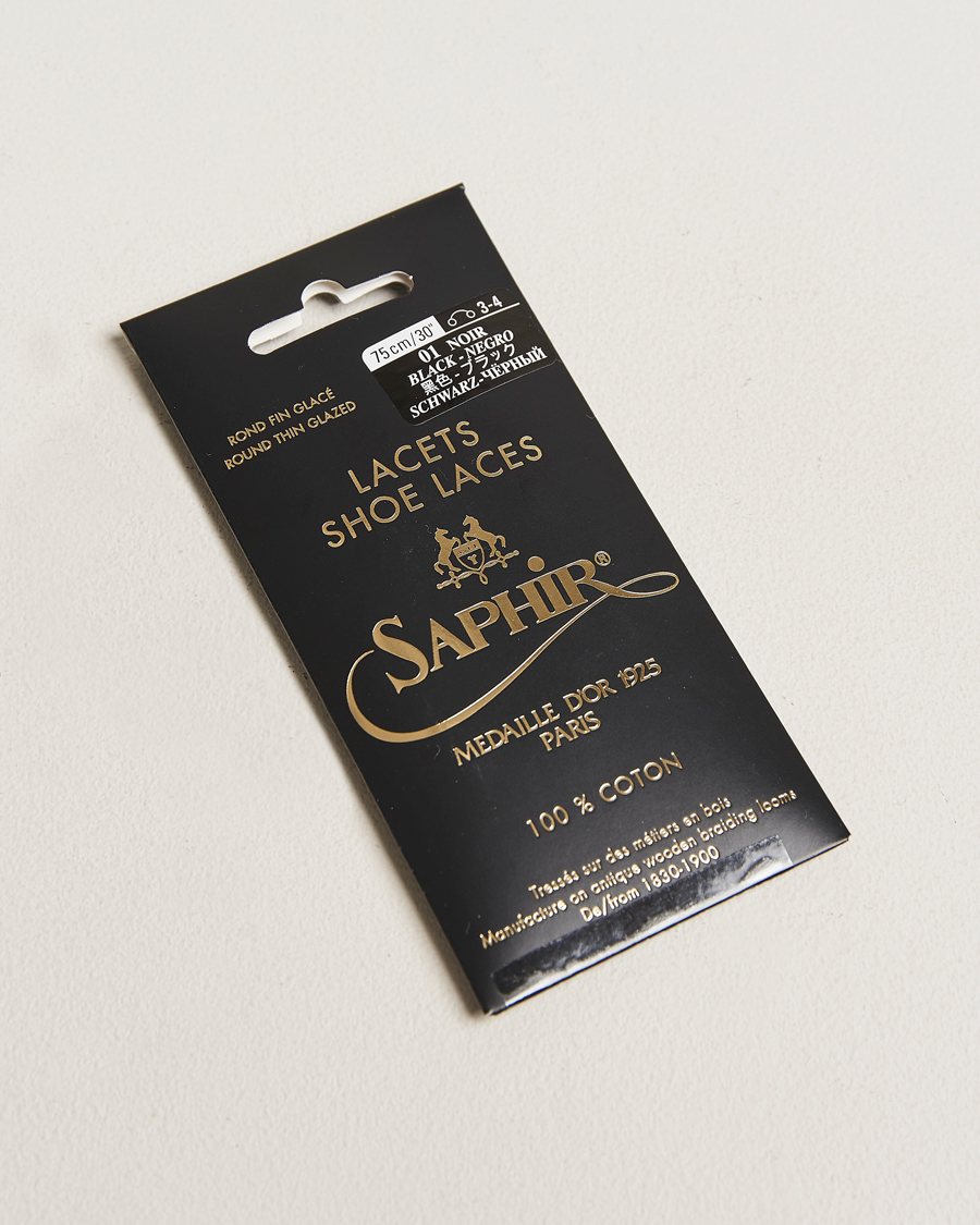 Herren | Saphir Medaille d'Or Shoe Laces Thin Waxed 75cm Black | Saphir Medaille d'Or | Shoe Laces Thin Waxed 75cm Black