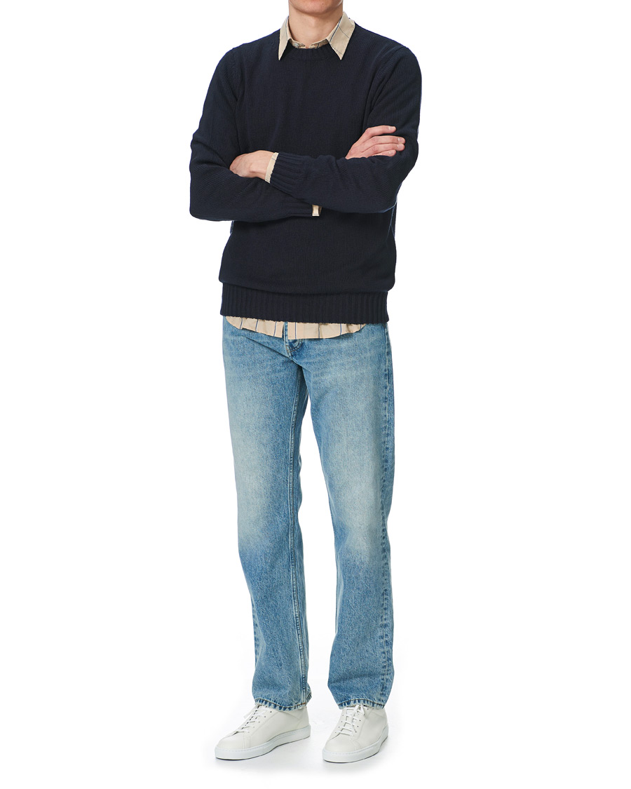 Herren | Pullover | Sunflower | Silk Crew Neck Navy