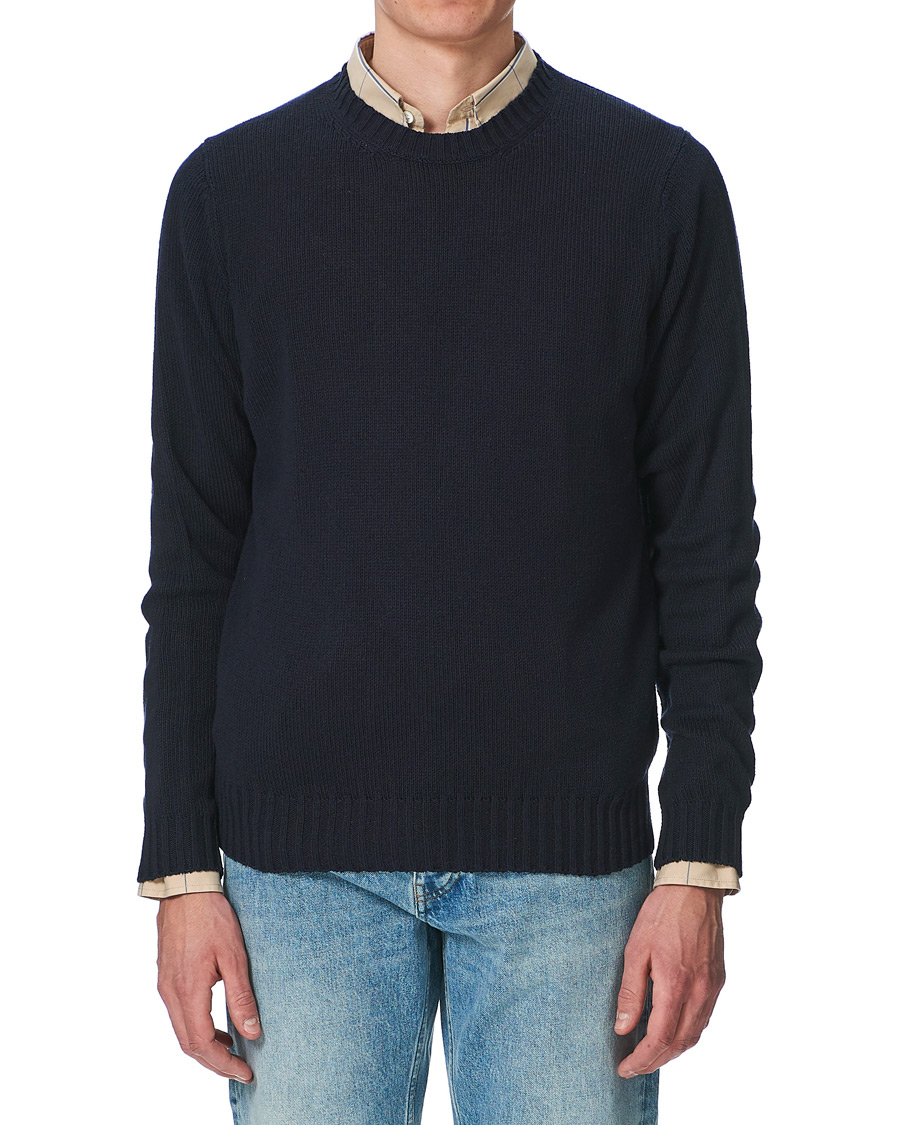 Herren | Pullover | Sunflower | Silk Crew Neck Navy