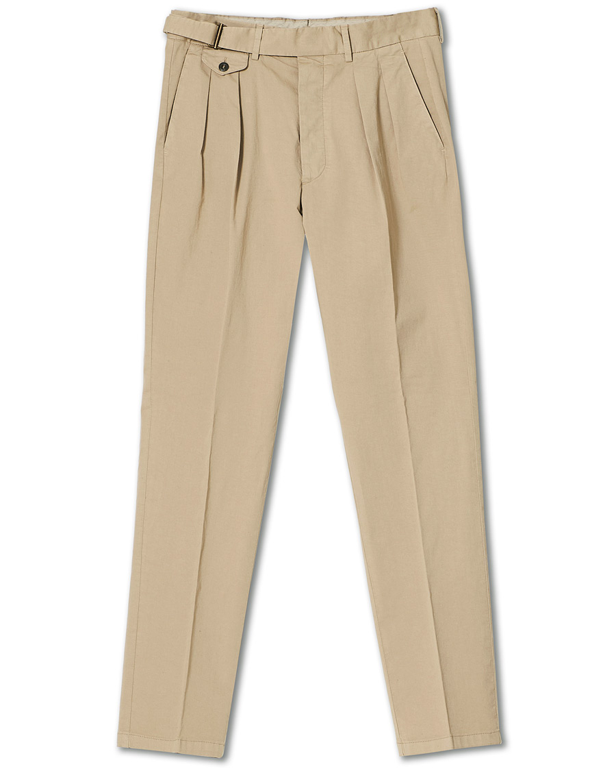 Herren | Hosen | Lardini | Luxor Double Pleated Cotton Trousers Beige