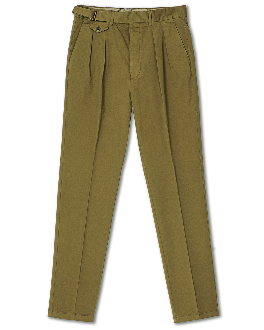 Herren | Hosen | Lardini | Luxor Double Pleated Cotton Trousers Military Green