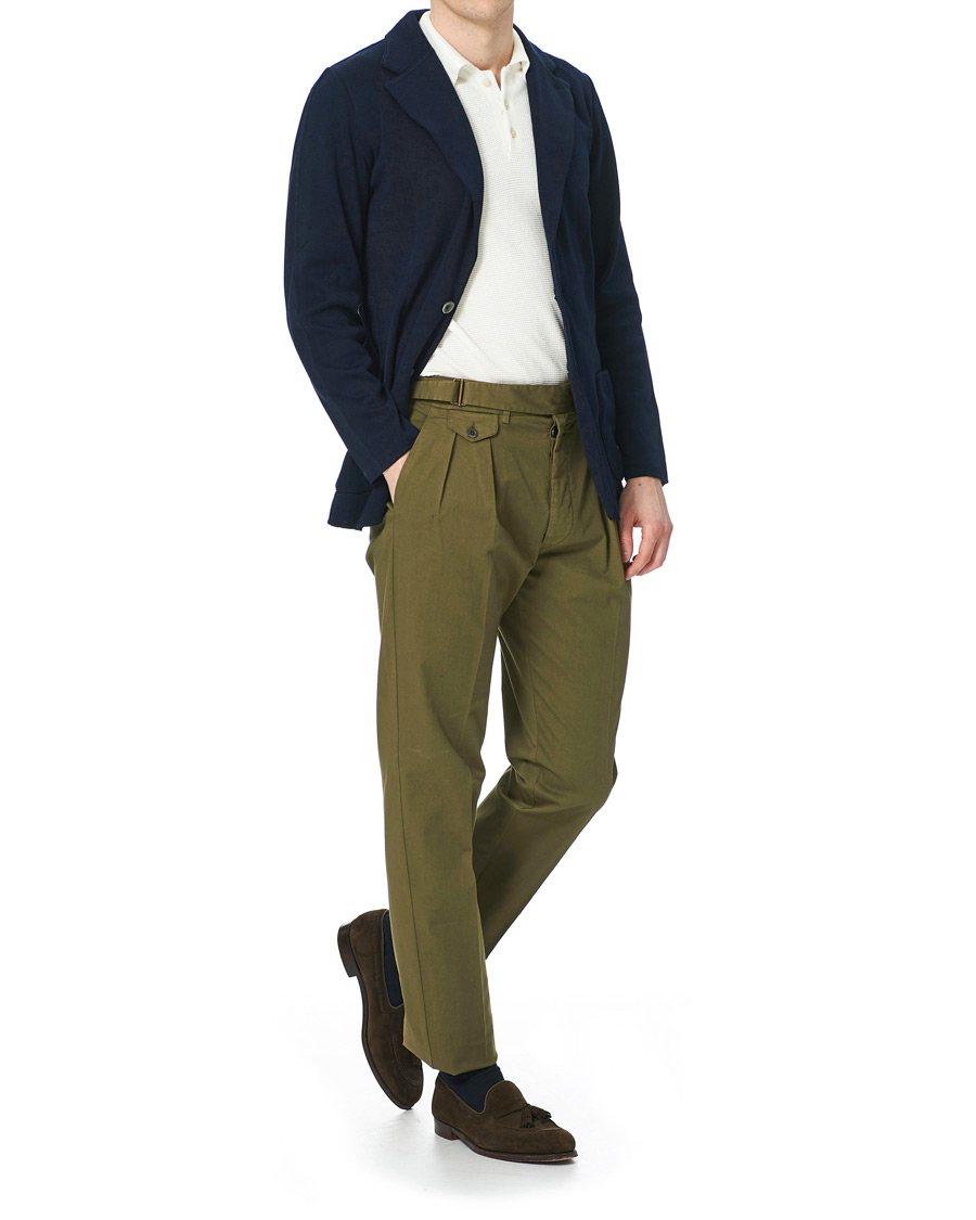 Herren | Hosen | Lardini | Luxor Double Pleated Cotton Trousers Military Green