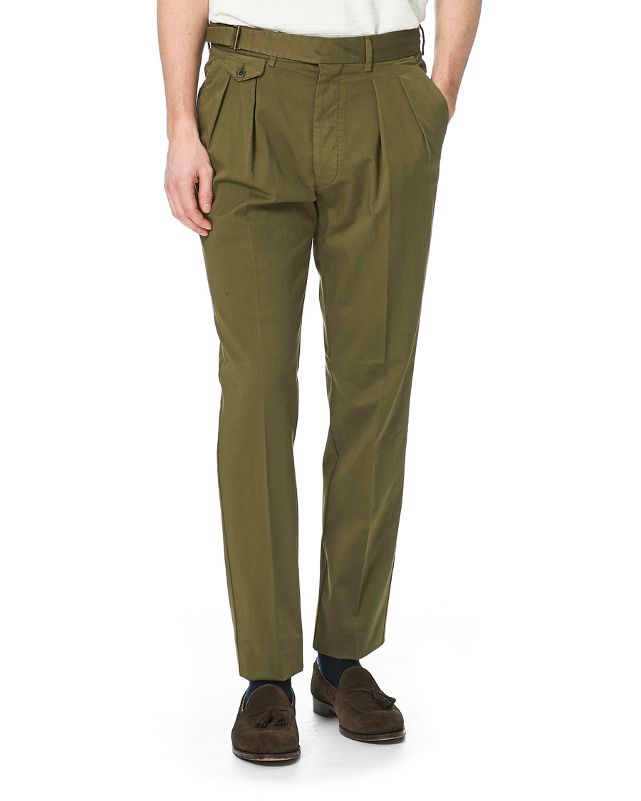 Herren | Hosen | Lardini | Luxor Double Pleated Cotton Trousers Military Green