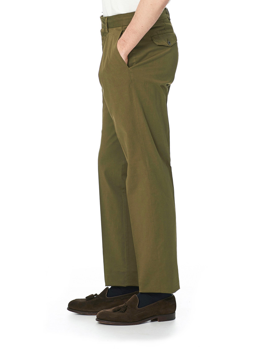 Herren | Hosen | Lardini | Luxor Double Pleated Cotton Trousers Military Green