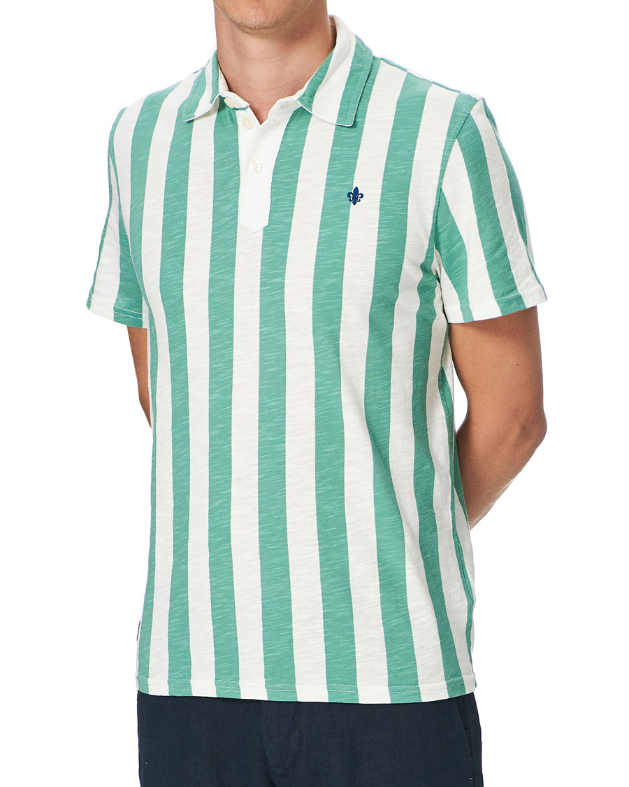 Herren | Poloshirts | Morris | Keeton Stripe Piqué Shirt Green/White