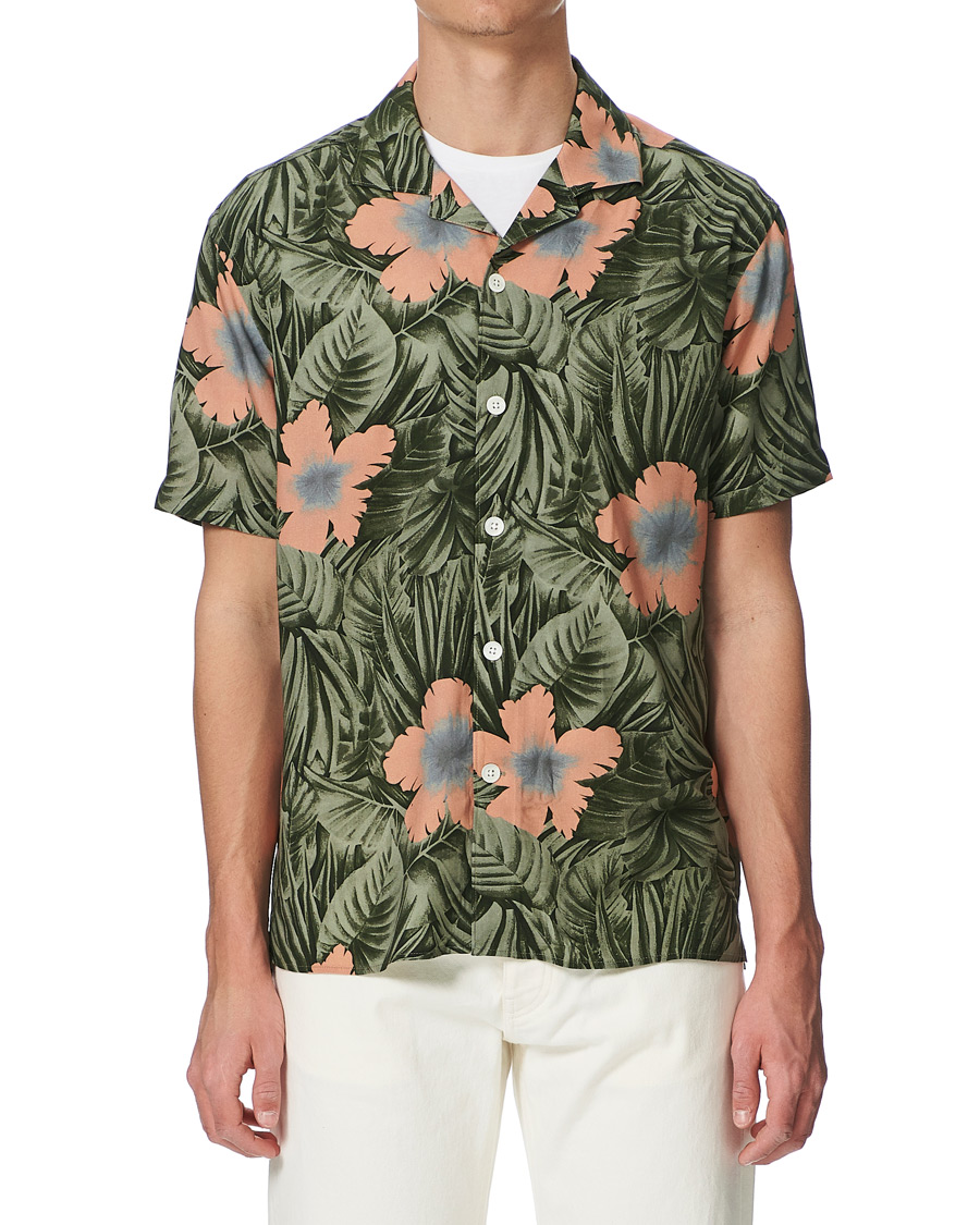 Herren | Hemden | J.Lindeberg | Printed Short Sleeve Camp Collar Shirt Sage