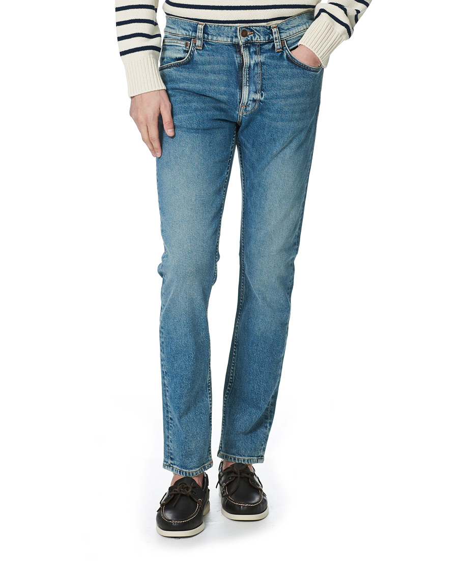 Herren | Jeans | Nudie Jeans | Lean Dean Loving Twill Stretch Jeans Light Blue
