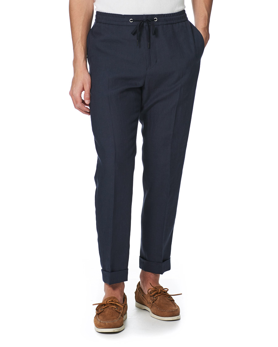 Herren | Hosen | Tiger of Sweden | Travin Drawstring Linen Trousers Light Ink
