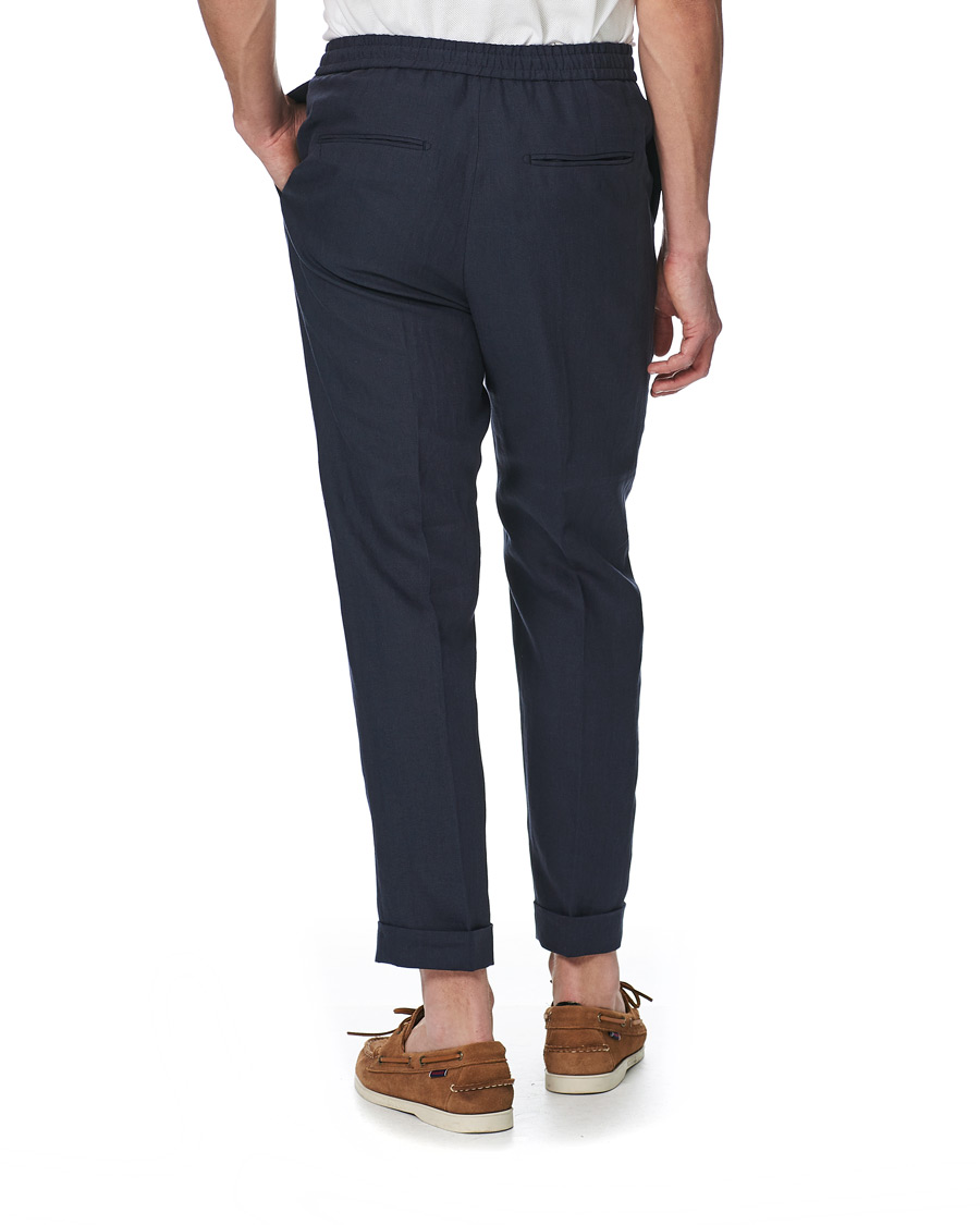 Herren | Hosen | Tiger of Sweden | Travin Drawstring Linen Trousers Light Ink