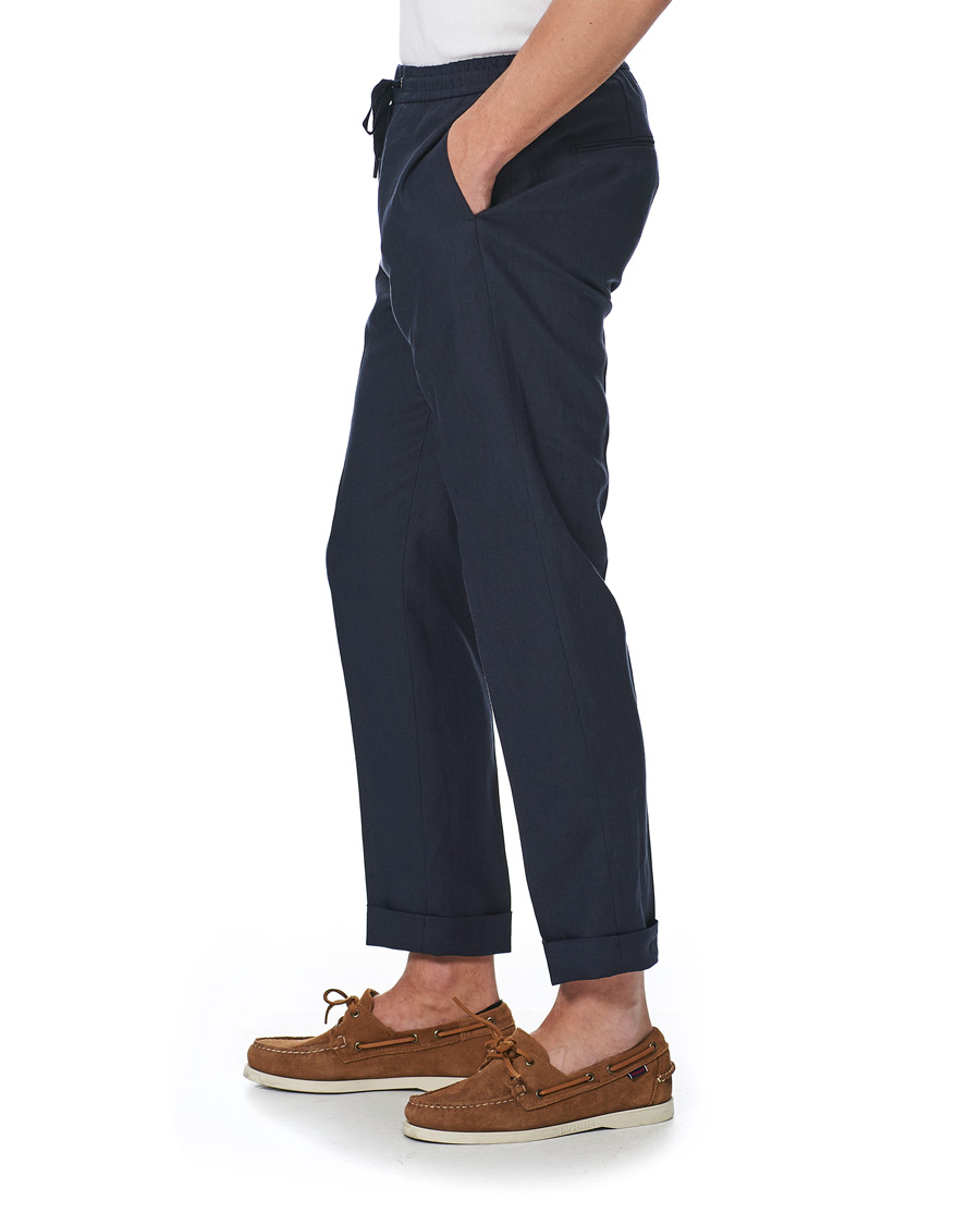 Herren | Hosen | Tiger of Sweden | Travin Drawstring Linen Trousers Light Ink
