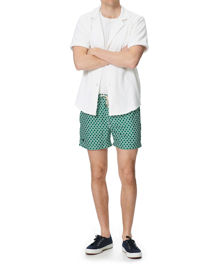 Herren | Badehosen | OAS | Printed Swim Shorts Green Tile